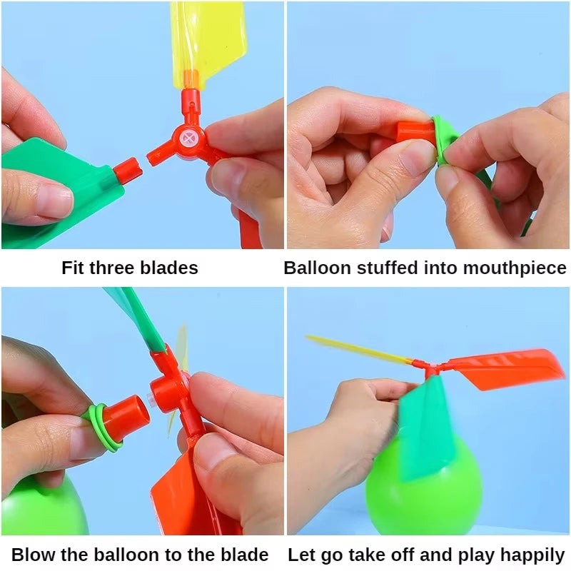 5PCS Propeller Balloon Helicopter Toys DIY Balloon with Whistle Outdoor Flying Balloon Birthday Party Decoration Gift