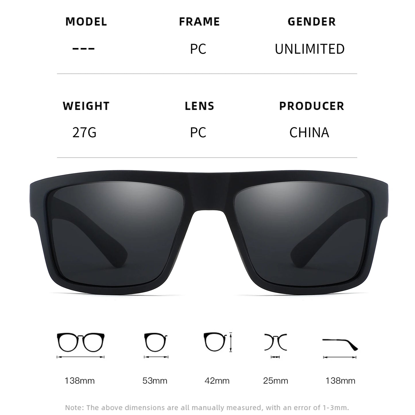Classic Polarized Sunglasses Men Women Fashion Square Eyewear Male Sun Glasses Vintage Driving Eyeglasses Sport Shades