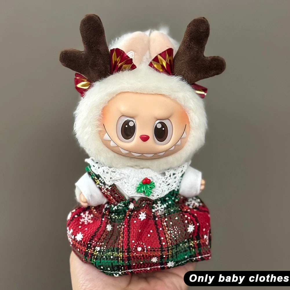 17cm Cute Mini Plush Doll'S Clothes Outfit Accessories For Korea Kpop Exo Labubu Idol Dolls Christmas Knitted Sweater Kid Gif