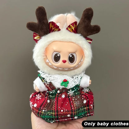 17cm Cute Mini Plush Doll'S Clothes Outfit Accessories For Korea Kpop Exo Labubu Idol Dolls Christmas Knitted Sweater Kid Gif