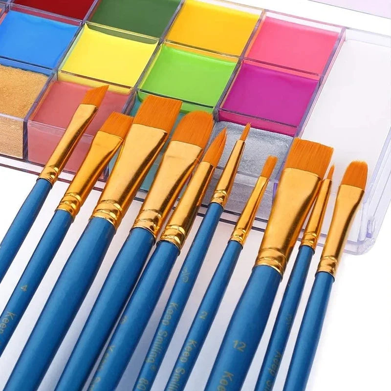 20 Colors Face Body Oil Painting Paint Pigment Non Toxic Safe Kids Flash Tattoo Painting with Brush Art Halloween Cosplay Par