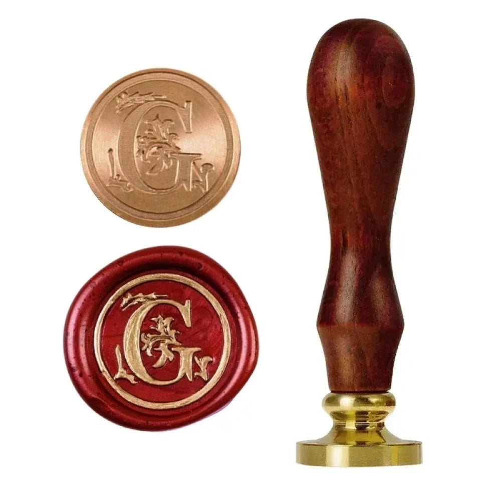 1set 26 Letter A-Z Wax Seal Stamp with wooden handle, Wax Seal Paint Copper Head for Envelope Gift Invitation Card Sticker - 