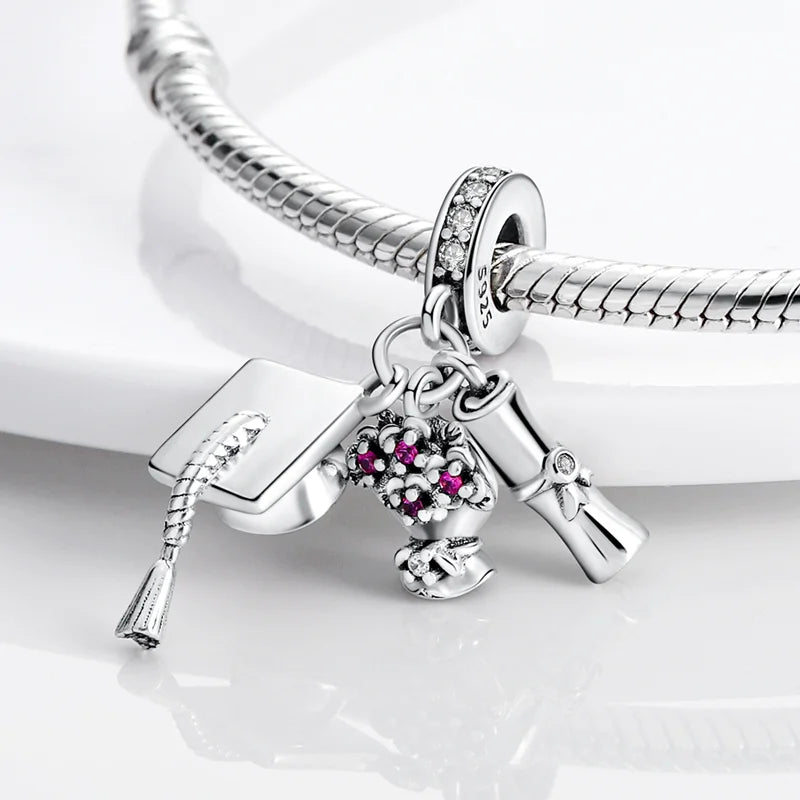 2026 Charms Bead 925 Sterling Silver Pink Butterfly Luminous Firefly Dangle Fit Bangle Bracelet Necklace DIY Jewelry
