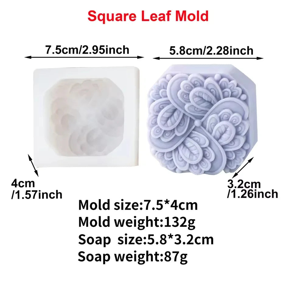 Vintage Embossed Flower Silicone Soap Mold Square Round Hexagon Mould Handmade Soap Candle Epoxy Resin Kit Soap Casting Suppl