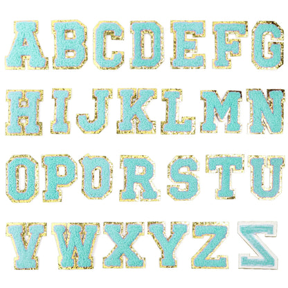 26Pcs/Set 6cm English Letter Patches Gold Edged Chenille Patches Ironing Fabric For DIY Crafts Name Sticker Bags Clothing Dec