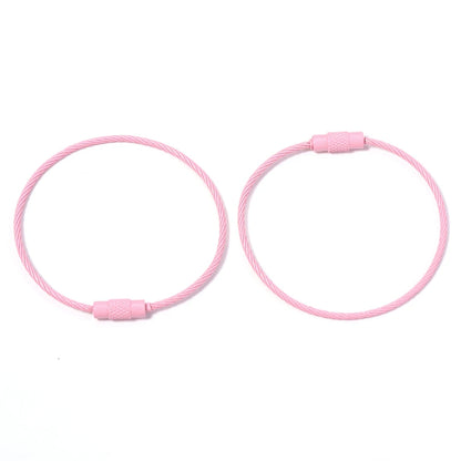 10pcs/lot Stainless Steel Wire Keychains Colorful Round Cable Loop Screw Lock Rope Rings For DIY Keyrings Key Chains Accessor