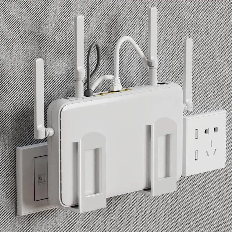 2pcs Home Router Storage Box Wall Artifact Set-top Box Wall-mounted Fixture Support Bracket Wifi Placement Rack For Living Ro