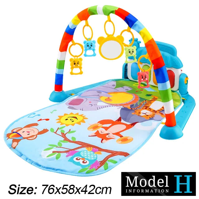 Baby Fitness Stand Music Play Gym Activity Toys Newborn Piano Crawling Blanket Pedal Game Pad Early Education 0-36 Months Gif