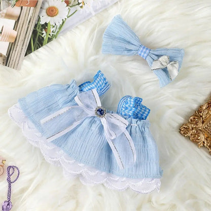 20cm Cotton Doll Clothes With Headwear Bow Headband Accessories Plush Dolls Dresses Skirt Decoration for EXO Idol Doll Access