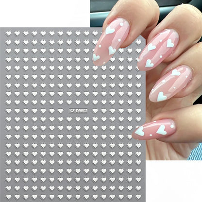 8pc 3D Mixed Color Heart Nail Stickers Valentines' Day Sweet Red Pink Love Selfadhesive Nail Decoration Decals Manicure Suppl