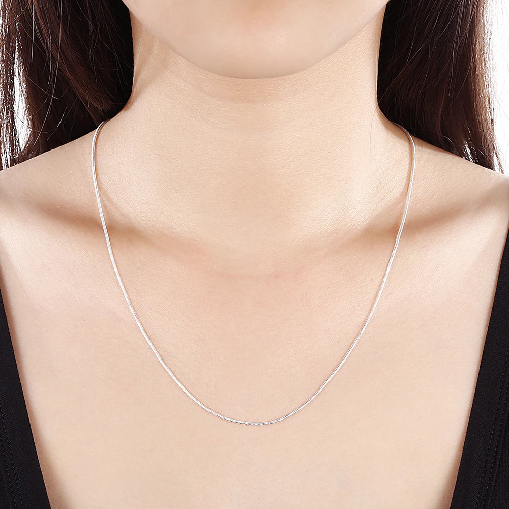 10PCS LOT 925 Sterling Silver 16/18/20/22/24/26/28/30 Inch 1mm Snake Chain Necklace For Woman Man Fashion Jewelry