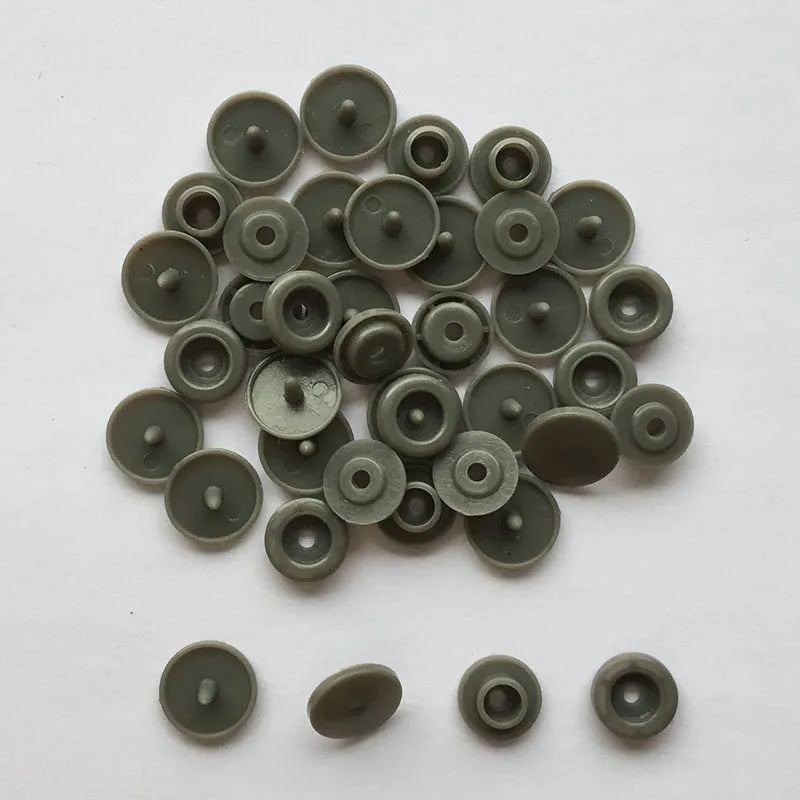 50 Sets Round Snaps Buttons For Bib T5 Plastic Press Button Fastener Snap For Clothes Accessories DIY Crafts 24Colors - grey