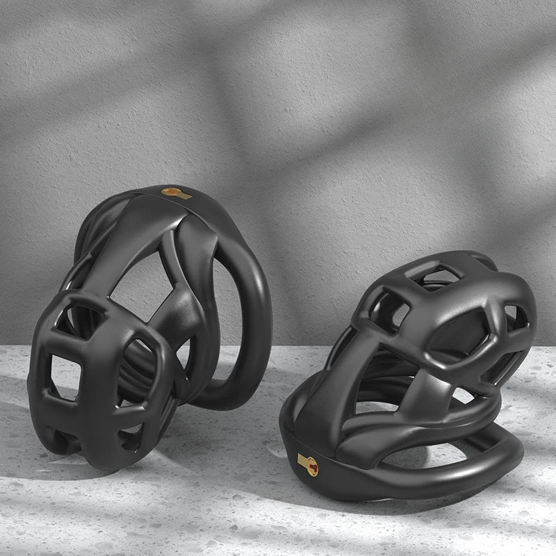 Chastity Men's Lock Chaste Vessel Black Light Pvc Penile Ring Snap Ring Multi Size Cage SM Sex Toys BDSM 3D Invisible Lock