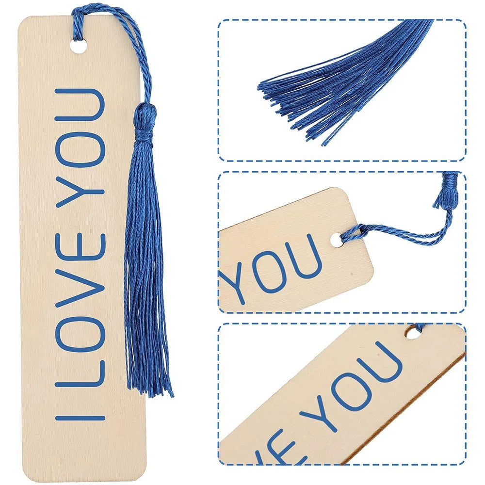 10/20/60Pcs Wood Bookmark Bulk Blank Hanging Label Wooden Bookmarks Sign Unfinished Label Ornaments With Tassel Ropes DIY Cra