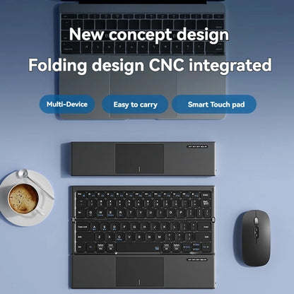 Triple Fold Tablet Keyboard with Portable Touch Pad Wireless Bluetooth Keyboard for IPad Laptop Computer PC Accessories Gifts