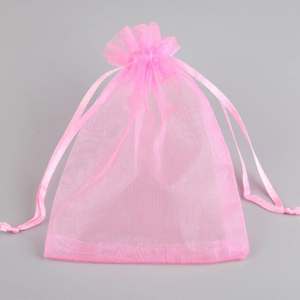 50/100pcs Colorful Organza Gift Bag 5x7 7x9 9x12 10x15 13x18cm Party Wedding Favors Candy Jewelry Packaging Drawstring pouche
