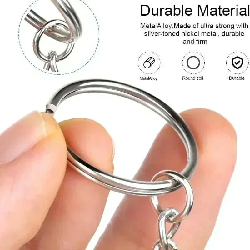 50/100pcs Stainless Steel Metal Blank Keyring Keychain Split Rings DIY Keyfob Keys Ring Lobster Clasp Key Pendant Chains Buck