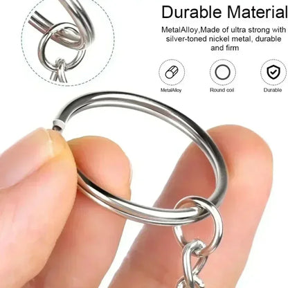 50/100pcs Stainless Steel Metal Blank Keyring Keychain Split Rings DIY Keyfob Keys Ring Lobster Clasp Key Pendant Chains Buck