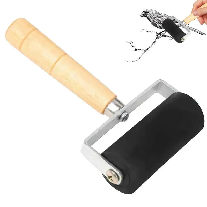 Rubber Roller Wooden Handle Printmaking Roller Paint Brush Ink Eraser Art Craft Painting Tool Printmaking Tool Small Rubber R