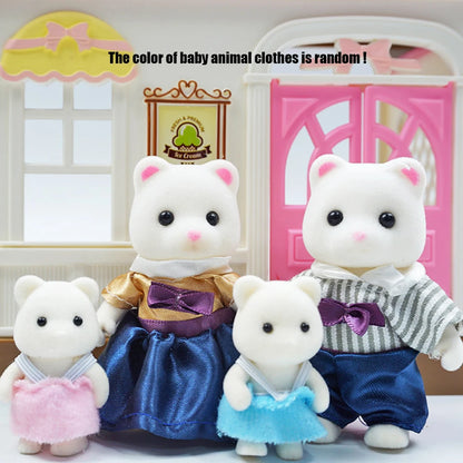 Rabbit Doll 1/12 Micro Dollhouse Reindeer Sheep Elephant Squirrel Family Kitchen Toy Miniature Furniture Set Girl Toy Gift - 