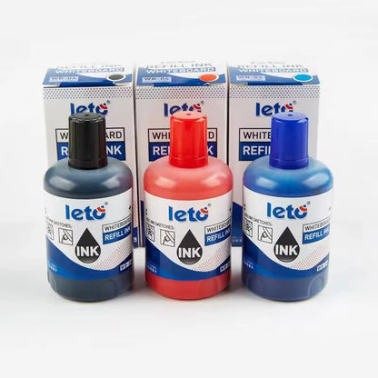 1Box 100ml Whiteboard Marker Ink Refill Set - Assorted Colors Pack of Red Blue Black Green - Compatible with All Erasable Whi