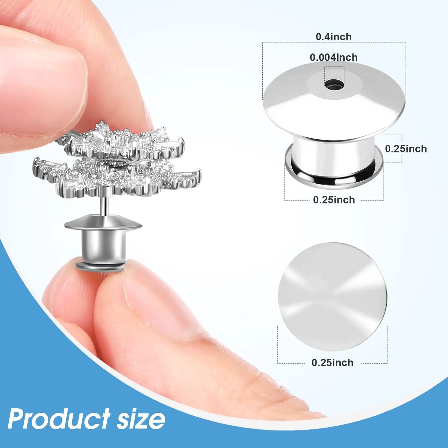 20-Piece Stainless Steel Locking Pin Backs | Secure Clasps for Brooches, Lapel Pins & Enamel Badges | Jewelry Making Supplies