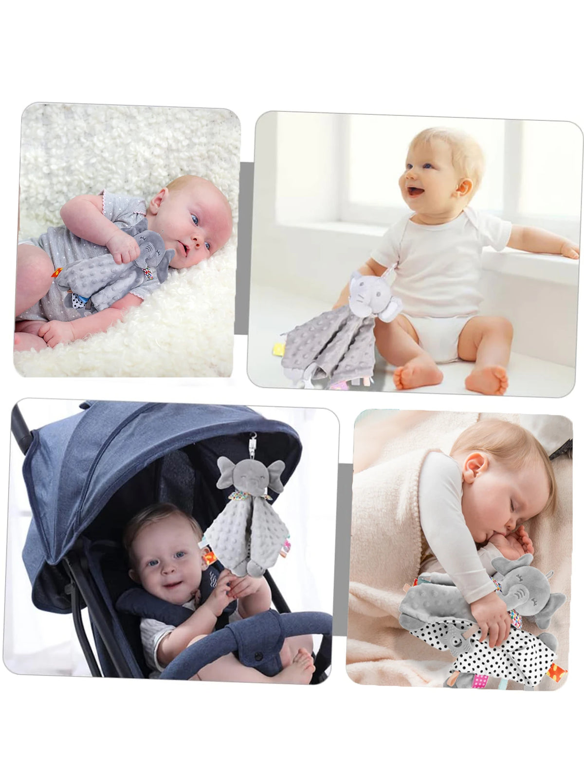 Elephant Baby Comforter Blanket Soft Appease Towel Baby Rattle Animals Toys Soothe Reassure Sleeping Towel Lathe HangingToddl