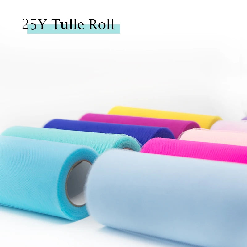 Tulle Roll Spool 25 Yards 15cm White Organza Roll Red Blue Tulle Organza Fabric Tutu Skirt Girl Baby Shower Decor Party Suppl
