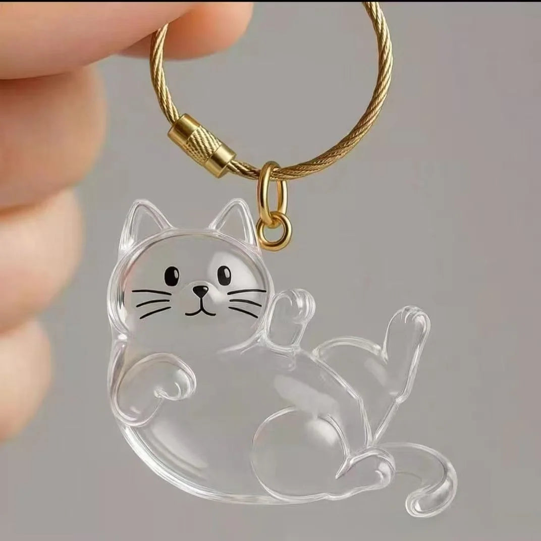 New Cat Hair Storage Keychain Bag Pendant Transparent Pet Fur Keepsake Capsule Souvenir Collection Gift Decoration Accessorie