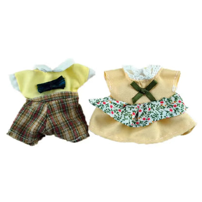 Dress Dollhouse Accessories 1:12 Forest Animal Family Clothes Fashion Daily Wear Casual Outfits Vest Shirt Skirt Pants for Do