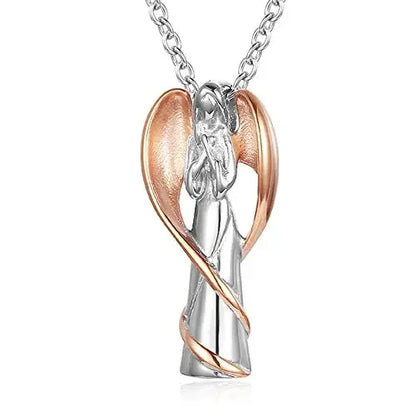 Cremation Urn Necklace for Ashes Angel Wing Keepsake Locket Stainless Steel Cremation Jewelry Waterproof Memorial Pendant Gif