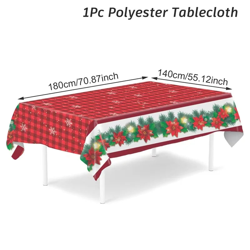 Disposable Christmas Tablecloth Merry Christmas Decors for Home 2024 Table Cover Xmas Ornament Navidad Natal New Year Gift 20