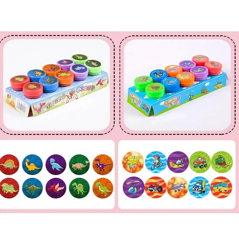 10pcs Assorted Stamps for Self-ink Stamps Toy Stamps Smiley Face Seal Scrapbooking DIY Painting Photo Album Decoration