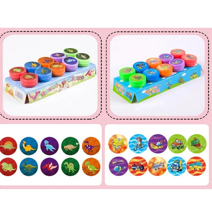 10pcs Assorted Stamps for Self-ink Stamps Toy Stamps Smiley Face Seal Scrapbooking DIY Painting Photo Album Decoration