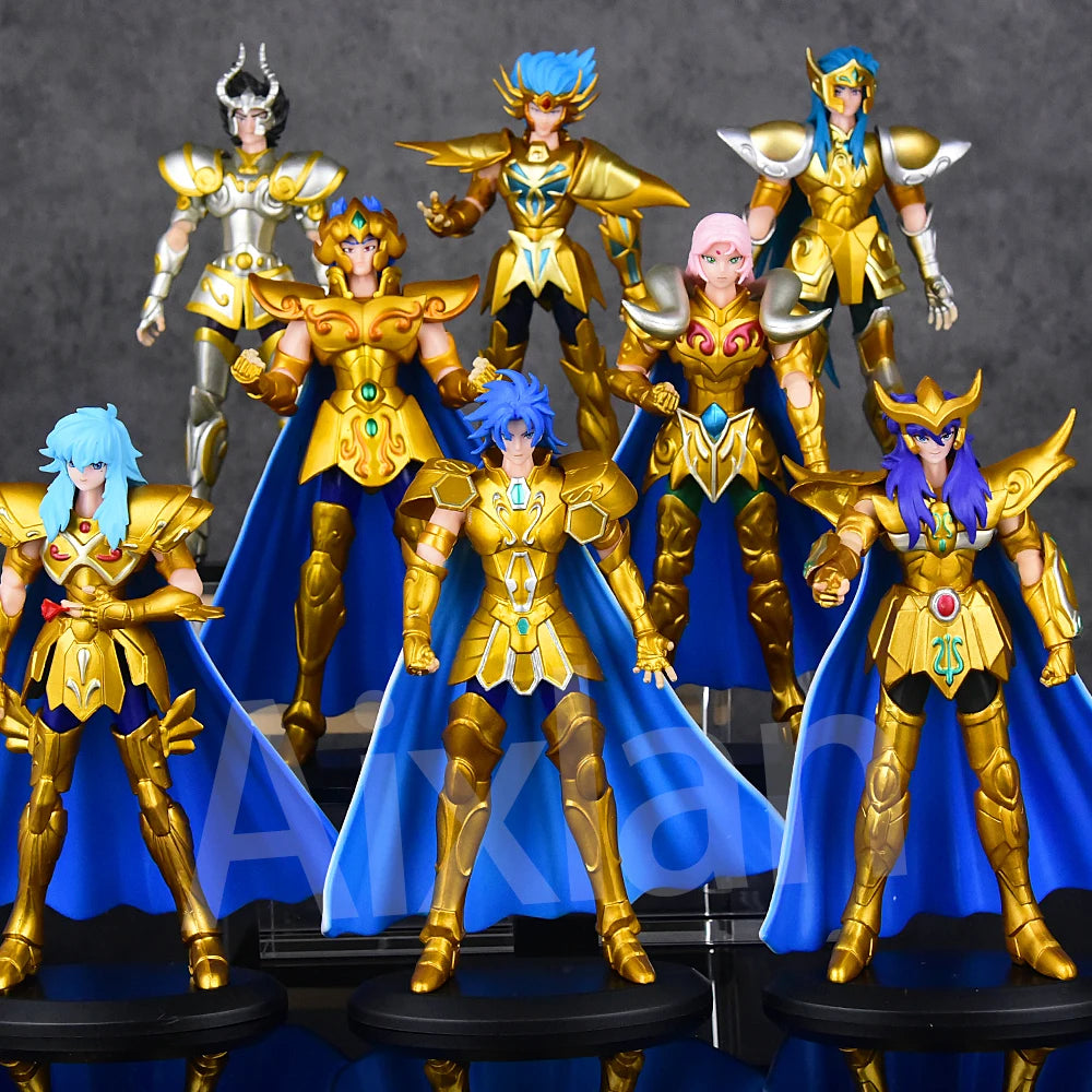 Gold Saint Seiya Figure Saint Sagittarius PVC Action Figure Libra Gemini 18CM Amine Toy Figurine Aixlan - 8pcs set