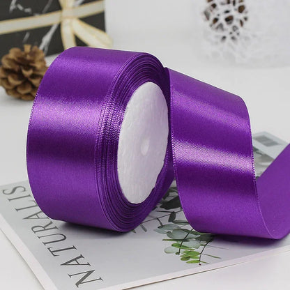25yards/Roll 40mm Satin Ribbons Crafts Bow DIY Gift Wrap Wine Red Orange Yellow Green Blue Purple Black Gray Gold White Ribbo