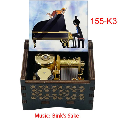 Bink's Wooden Painted Music Box Anime Carved Musical Box Desktop Decoration Sake Melody Christmas Birthday Gift
