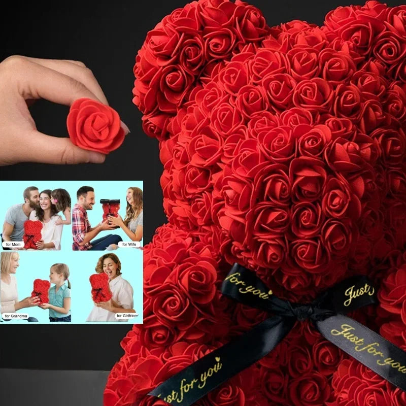 2026 Artificial Flower Eternal Rose Teddy Bear for 520 Mom Mother's Day Birthday Valentine's Day Anniversary Gifts & Decorati