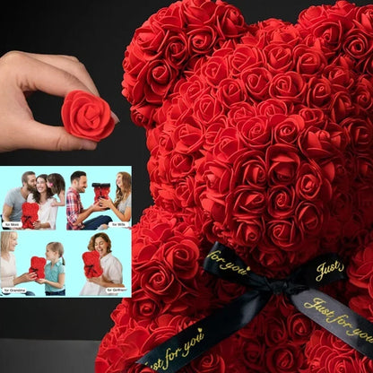 2026 Artificial Flower Eternal Rose Teddy Bear for 520 Mom Mother's Day Birthday Valentine's Day Anniversary Gifts & Decorati