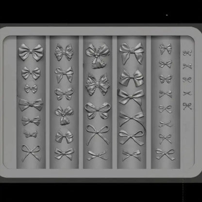 3D Silicone Mold Nail Art Decorations DIY Bowknot Carving Templates Mold For Nails Jewelry Crafts Transparent Nails Mold