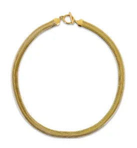 Stainless Steel Vintage Textured Delicate Necklace - C7 Gold