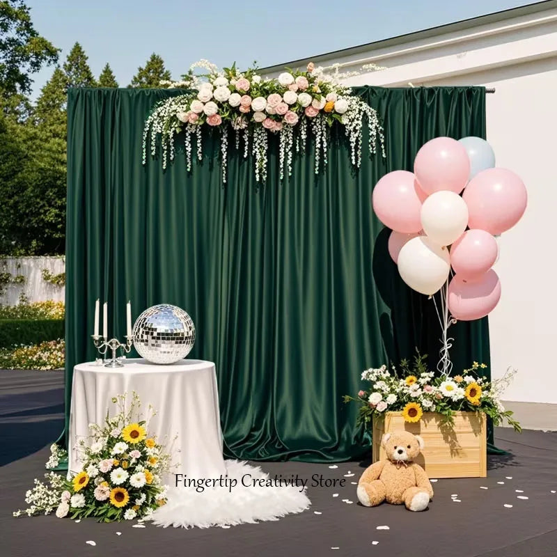 Satin Backdrop Curtain,with Rod Pocket for Wedding,Birthday,Baby Shower,Photography,Graduation Party Backdrop Drapes,1 Panel