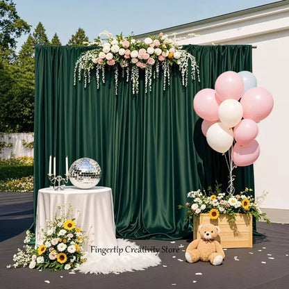 Satin Backdrop Curtain,with Rod Pocket for Wedding,Birthday,Baby Shower,Photography,Graduation Party Backdrop Drapes,1 Panel