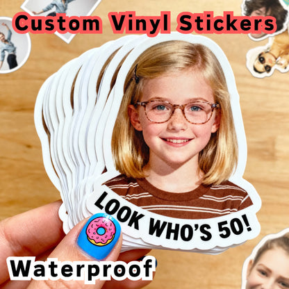 Custom Stickers PVC Waterproof Die Cut Vinyl Face Labels Round Personalized Sticker for Laptop Birthday Party Wedding Busines