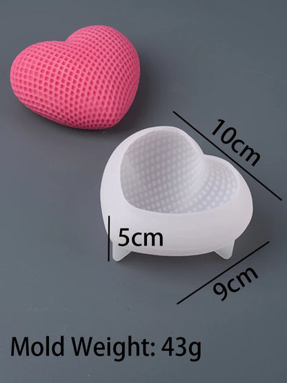 S/M/L Grid Heart Silicone Candle Mold Handmade 3D Love Shape Aromatic Soap Making Supplies Mould DIY Valentine's Day Craft Gi