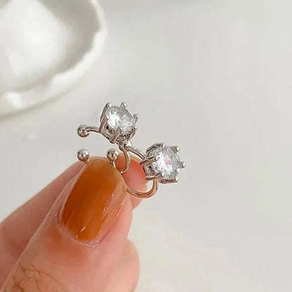 Elegant Shiny Zircon Clip Earrings Adjustable Non Piercing Ear Clips for Women Daily Wear Party Banquet Jewelry Gift New Fash