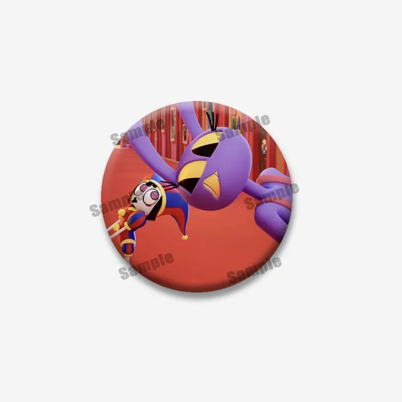 Creative Funny P-Pomni Enamel Pins Cute Cartoon Character Round Brooch DIY Backpack Jacket Collar Badge Jewelry Gifts for Fri