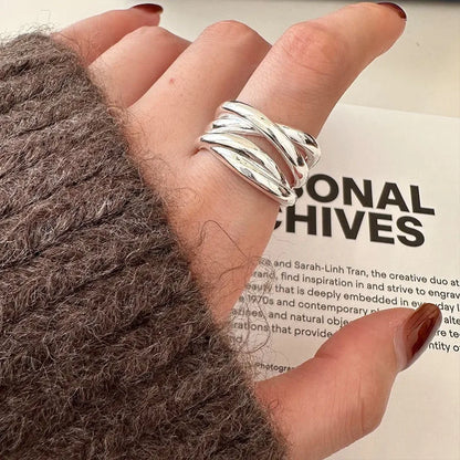 925 Sterling Silver Rings for Women Couple Minimalist Handmade Simple Wide Open Ring Prevent Allergy Jewelry Party Wedding Gi