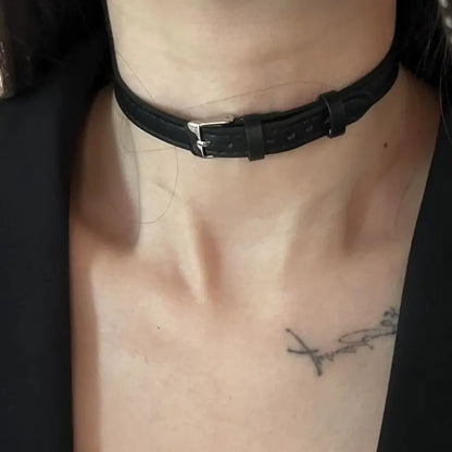 New Punk Trendy Gothic Geometry Leather Collar Chain Choker Necklace For Women Men Fashion Vintage Jewelry Y2K EMO Accessorie