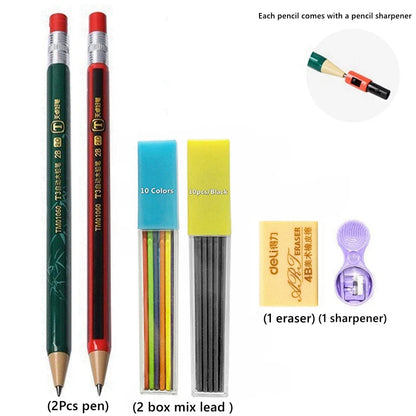 2.0 mm Mechanical Pencils Set 2B Automatic Student Pencils with Sharpener Color Pencil Leads School Pens Kawaii Cute Statione